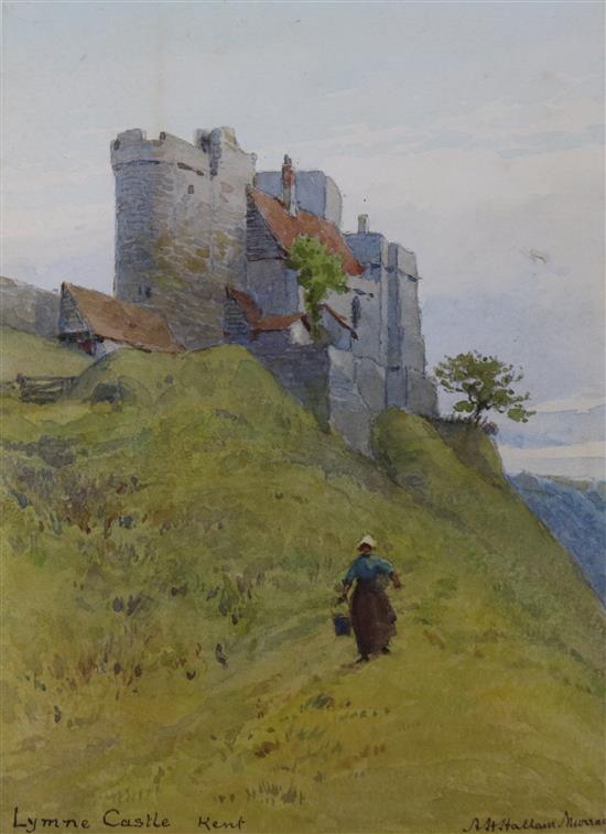 Alexander Hallam Murray (1854-1934), watercolour, Lymne Castle, Kent, signed, 17 x 12cm